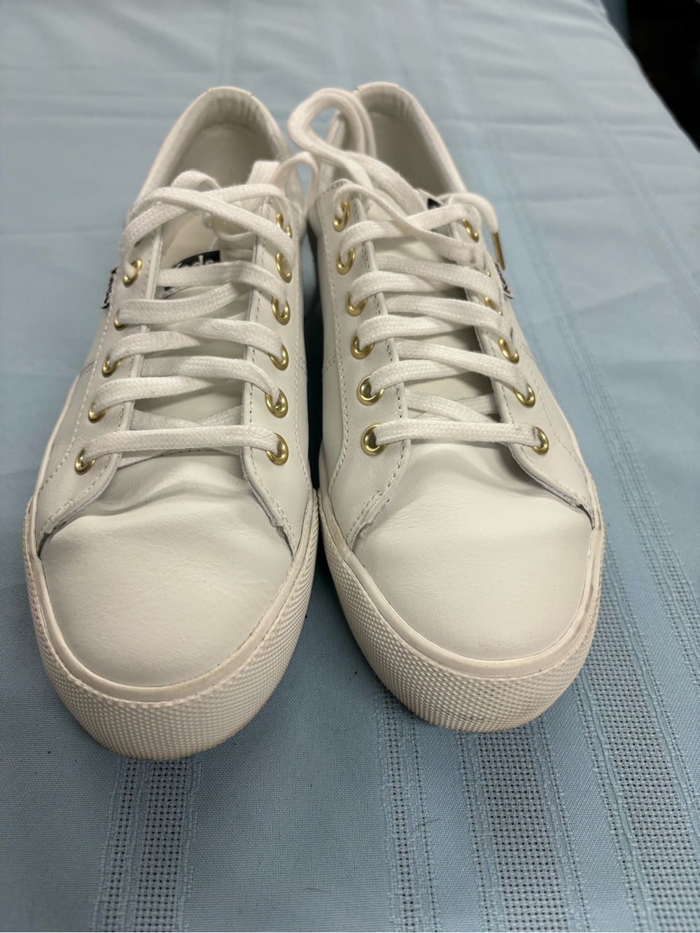 Keds White Low-Top Sneakers with Gold Eyelets